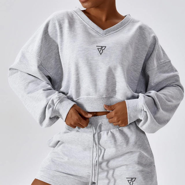 Crop Pull Over & Track Shorts Set