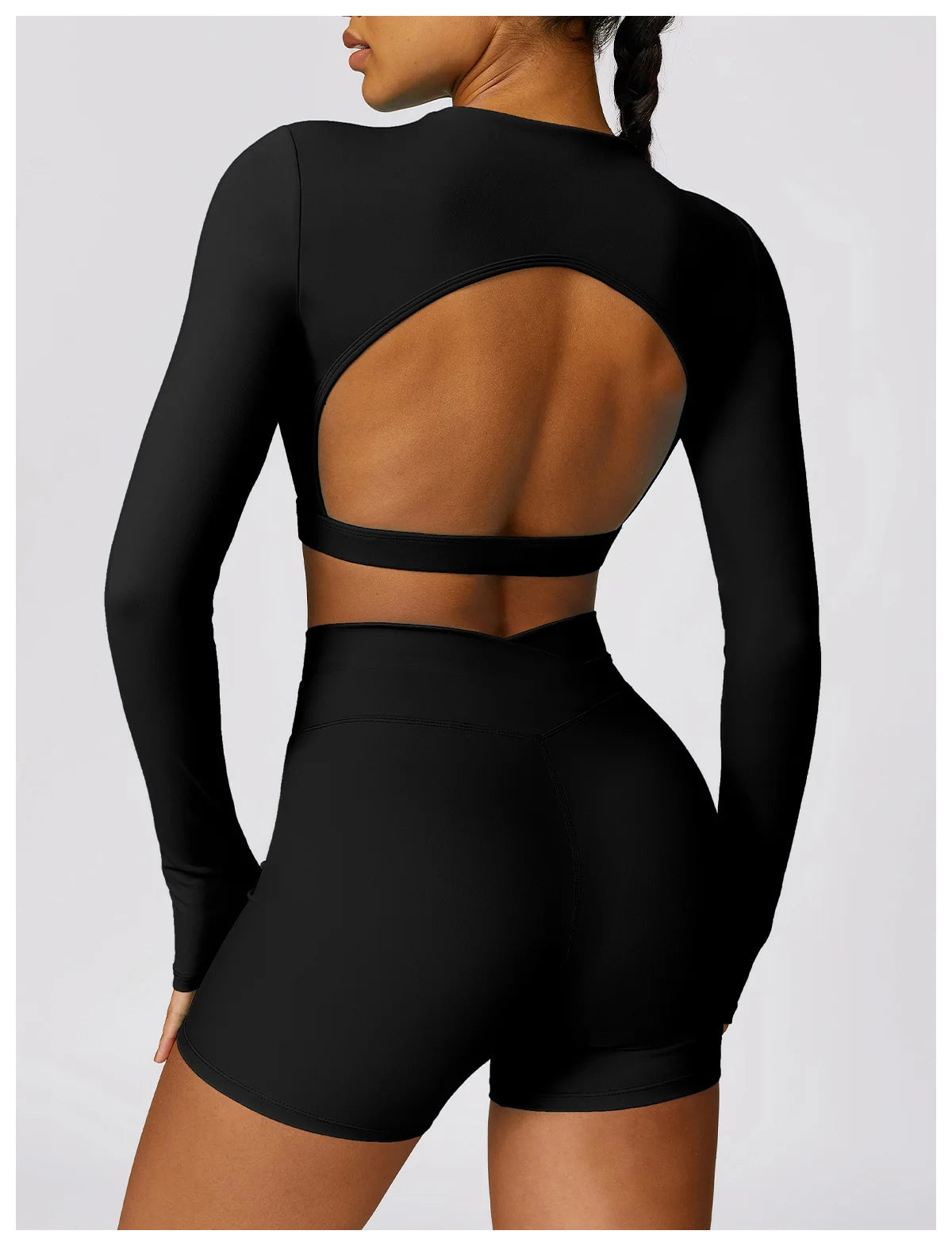 Open Back Long Sleeve Crop Top