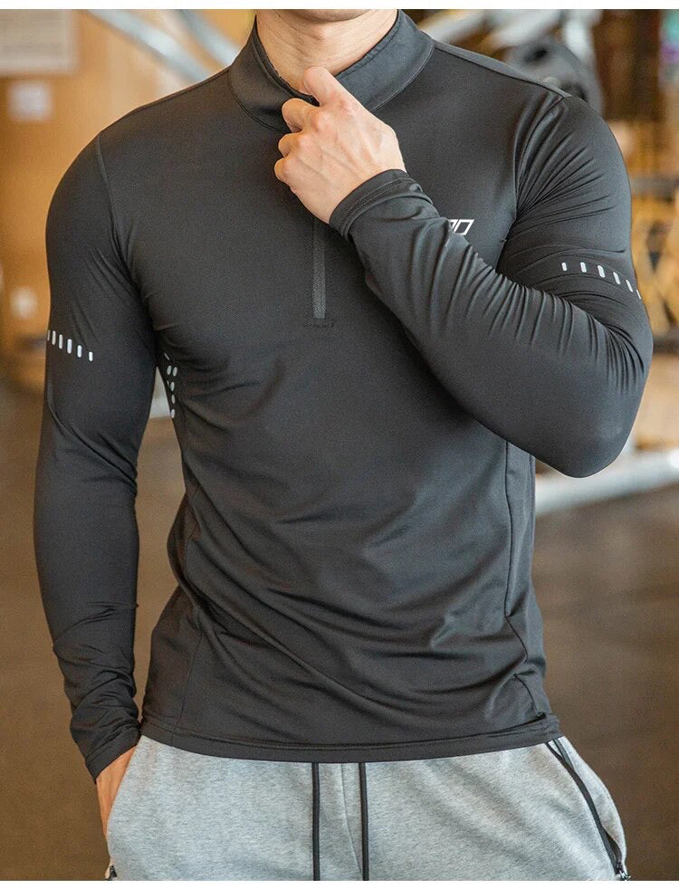 High Collar Zip-up Men's Long Sleeve