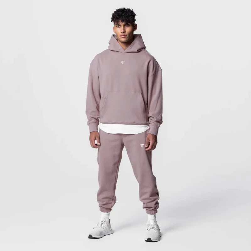 Full Cotton Set Kangaroo Pocket Hoodie & Jogger